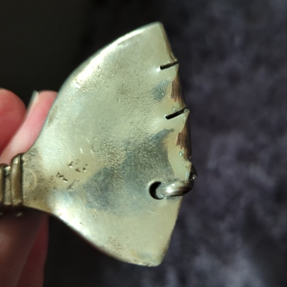 Vintage Unmarked Repurposed Silverware Jewelry Boho w/Stone - Picture 5 of 7